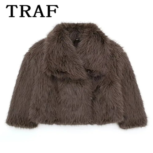 TRAF Luxury Faux Fur Coat