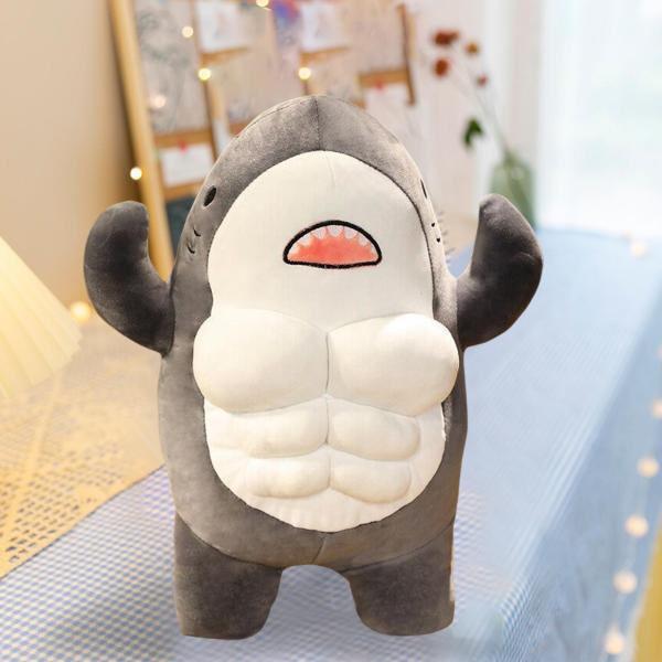 Shredded Muscle Gym Shark Plush