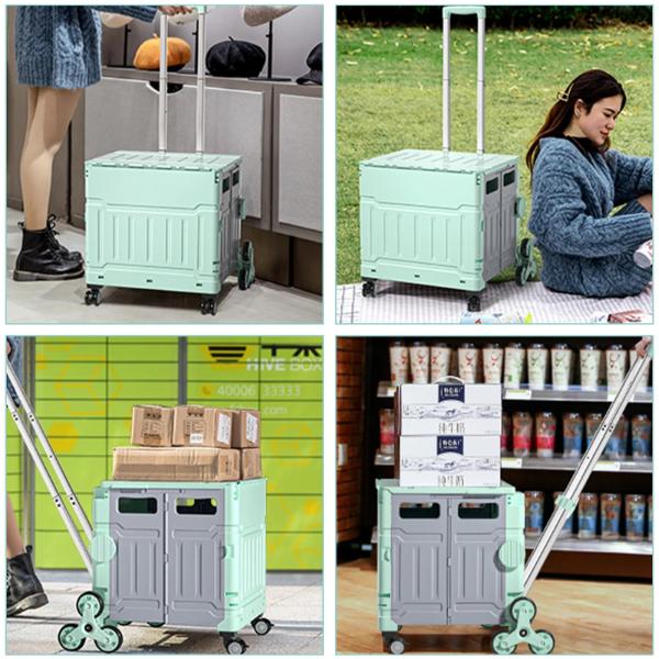 Folding Utility Cart Portable Rolling Crate Handcart Shopping Trolley