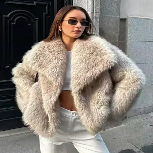 TRAF Luxury Faux Fur Coat