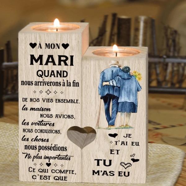 Personalized Heart Shape Wooden Candle Holder