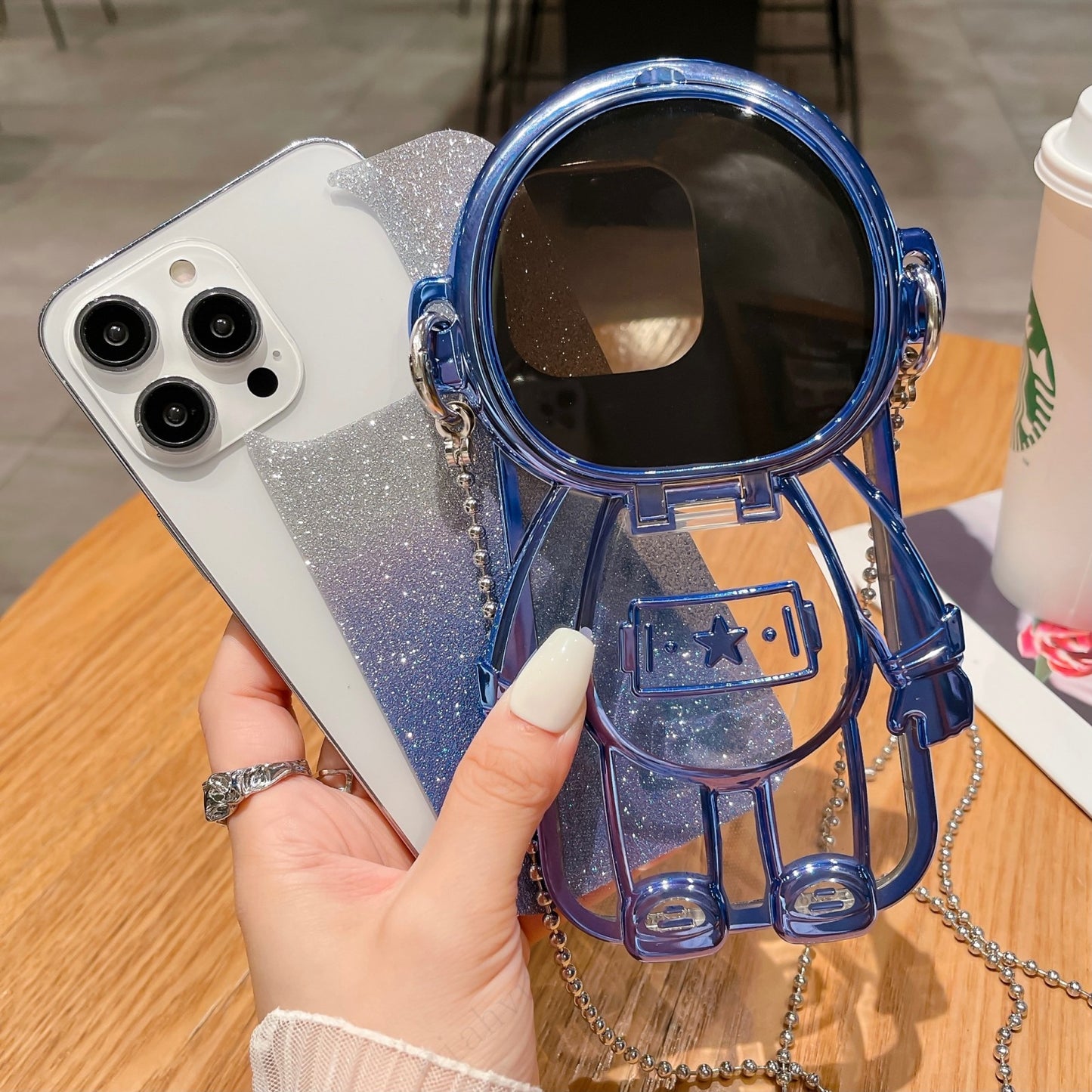Glitter Astronaut Phone Case for iPhone ( LENS PROTECTION CASE)