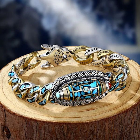 Turquoise Nine Eye Dzi Bead Bracelet