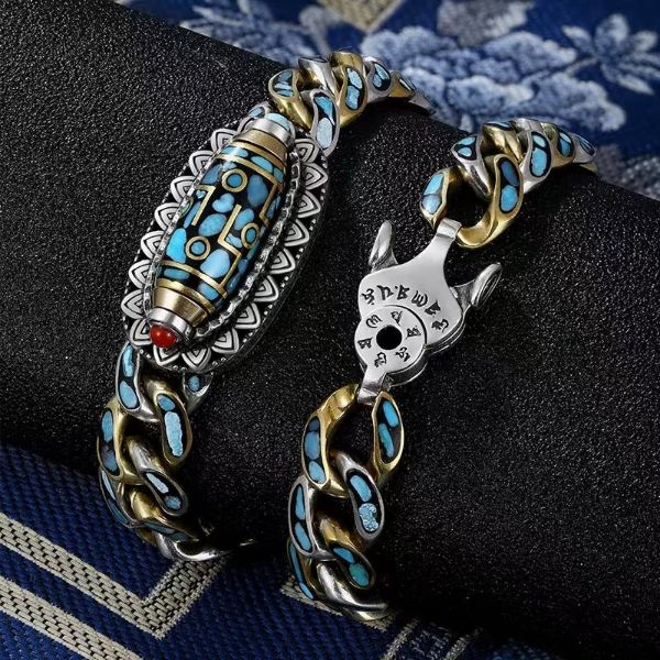 Turquoise Nine Eye Dzi Bead Bracelet