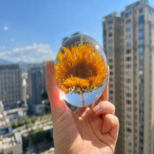 Eternal Sunflower Blooms Crystal Sphere