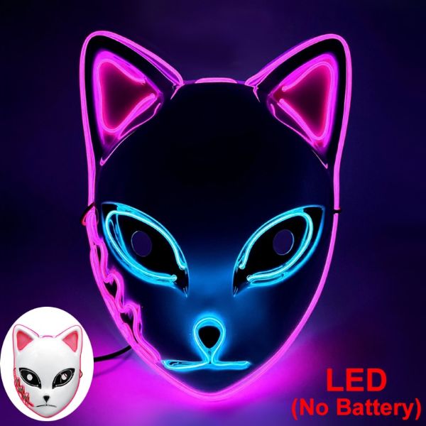 Halloween Demon Slayer Cat Face LED Mask