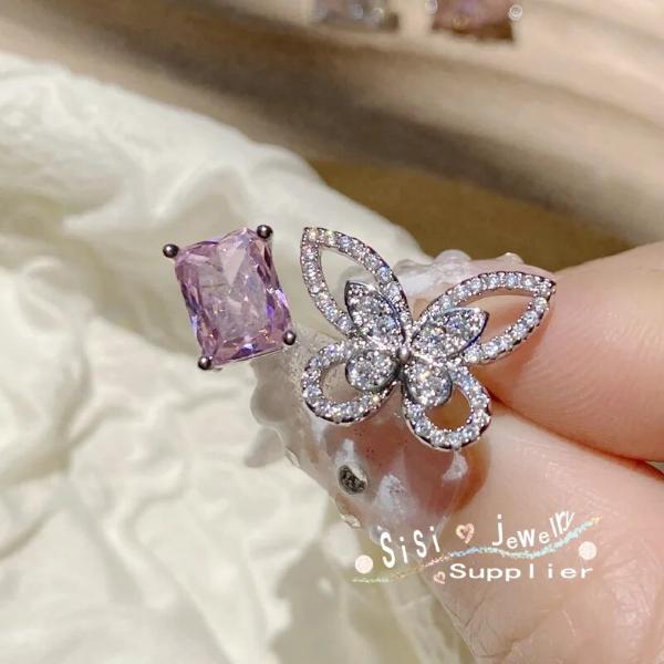 Pink Butterfly Zircon Ring Accessories