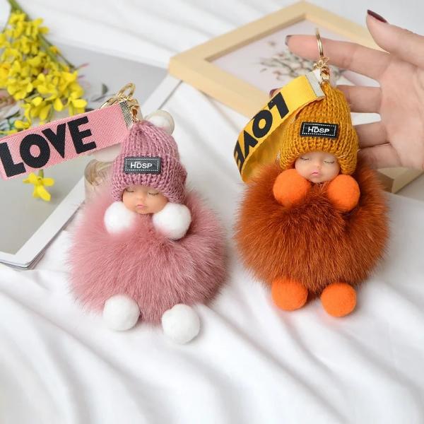 FREE GIFT Pompom Sleeping Baby Plush Keychain