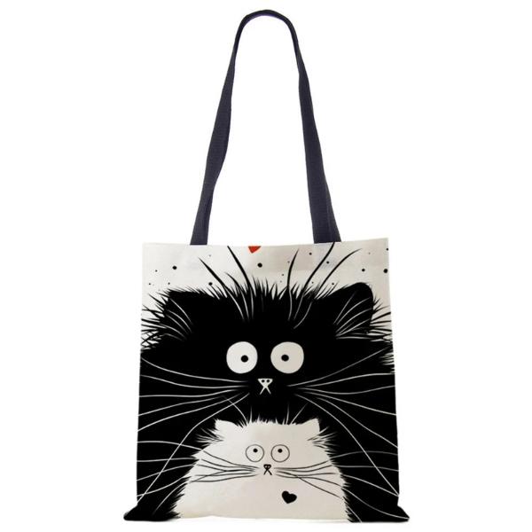 Reusable Tote Cute Cats Print Grocery Storage Bag