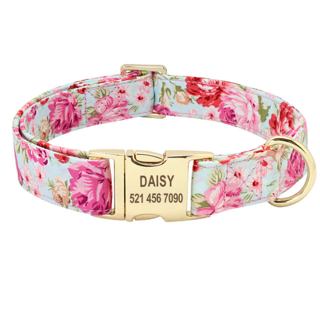 Personalized Floral Dog Collar