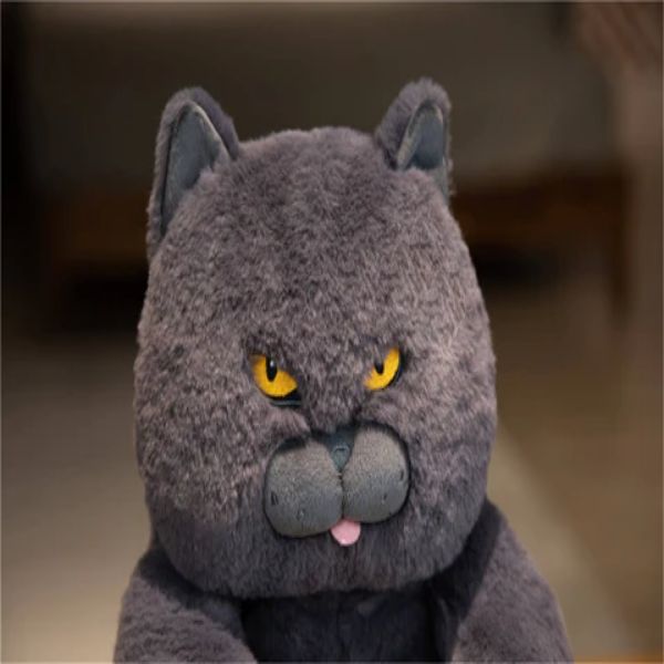 Fuming Furball Black Cat Squish Plush Toy