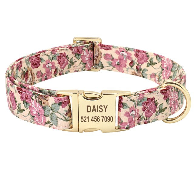 Personalized Floral Dog Collar