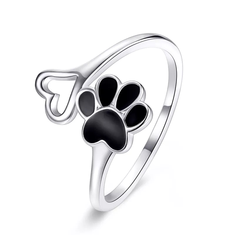 Adjustable Cat Paw Ring & Earrings