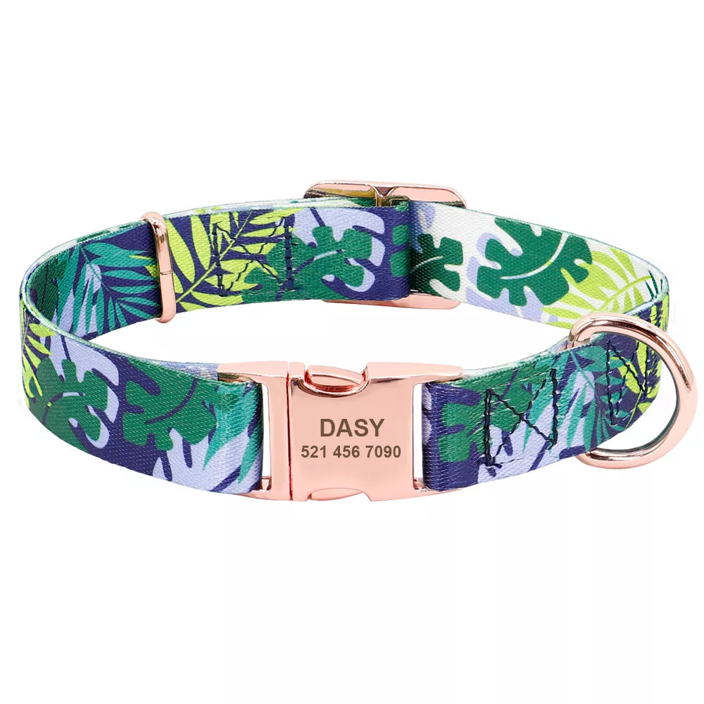 Personalized Floral Dog Collar