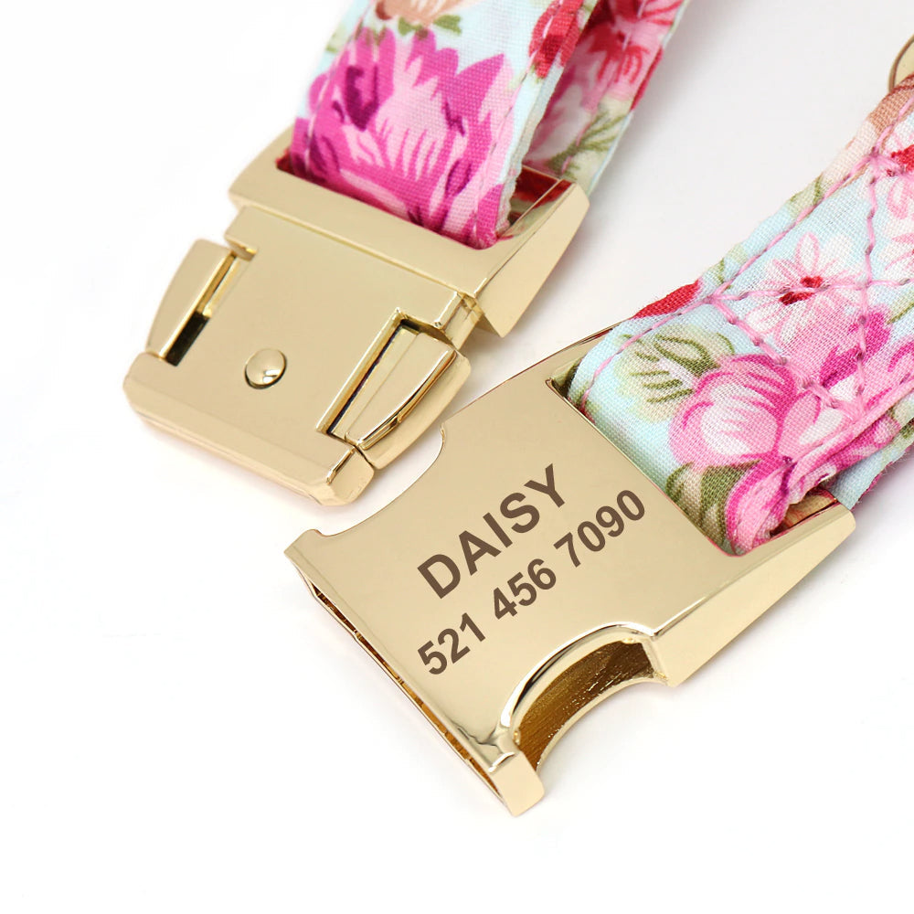 Personalized Floral Dog Collar