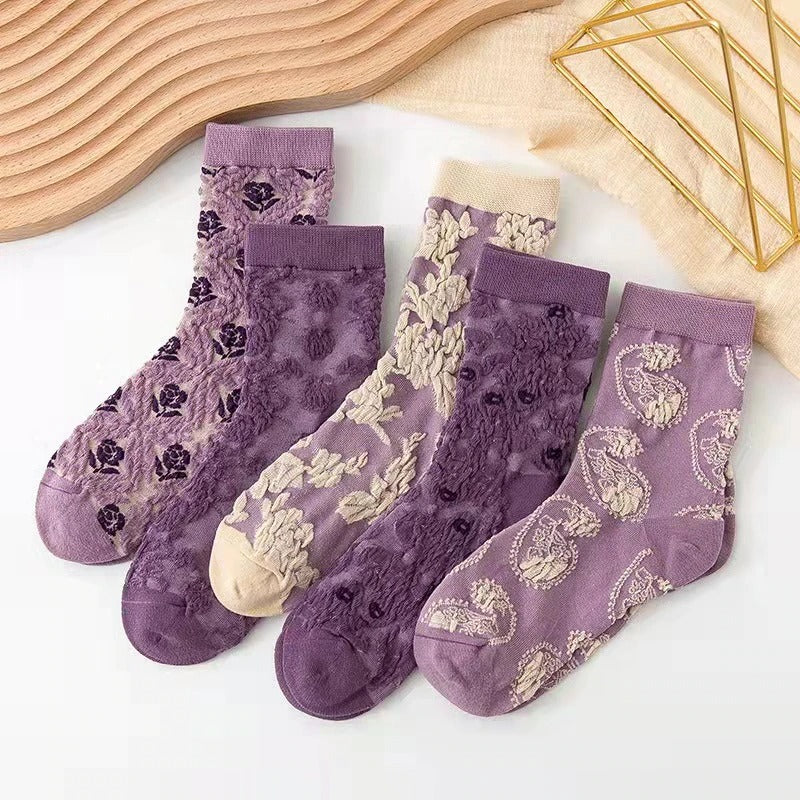 Harajuku Retro Embroidery Socks ( Pack of 5) – Barkermeow