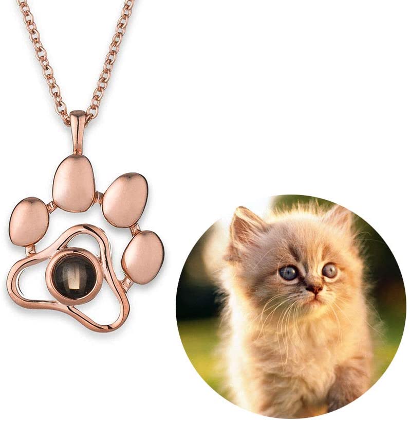 Personalized Engraved Pet Paw Print Necklace
