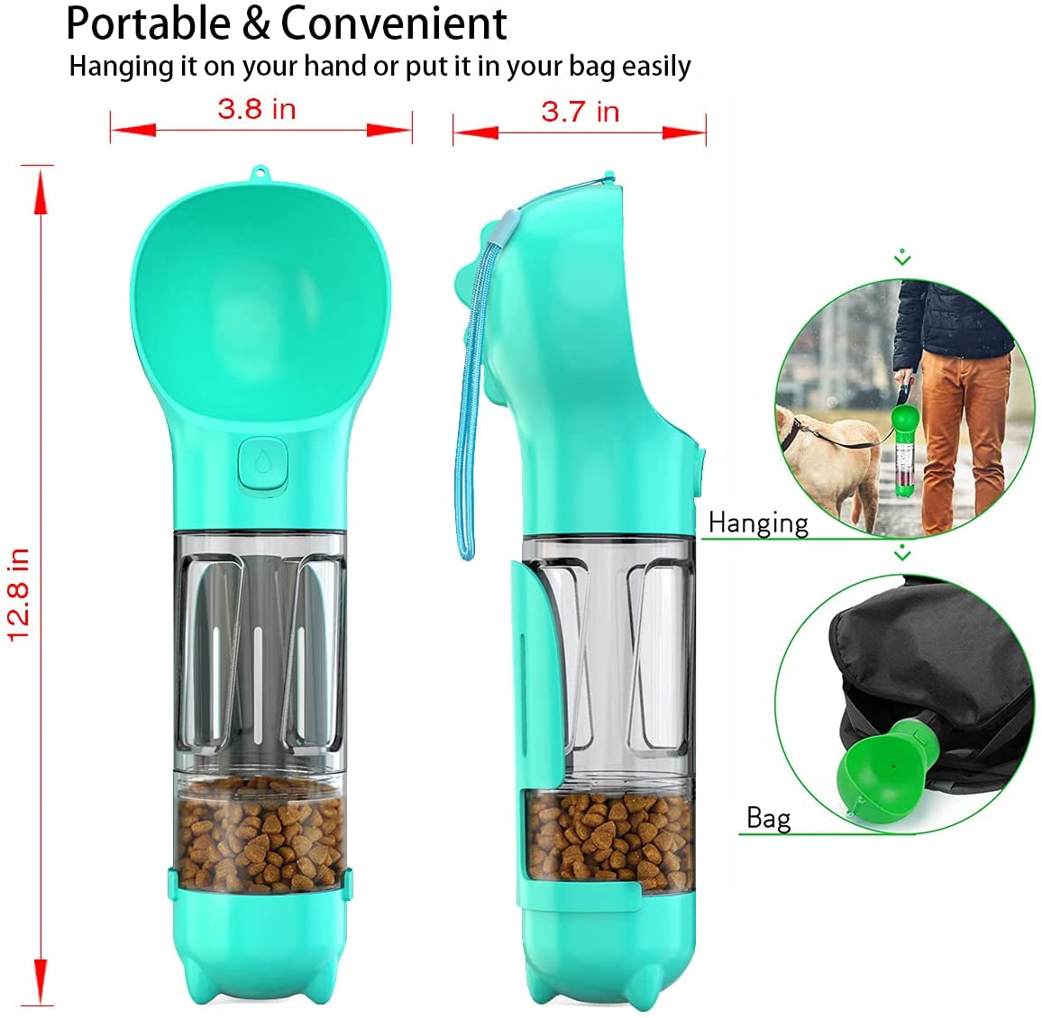 KOMMILIFE 5-In-1 Portable Dog Water Bottle