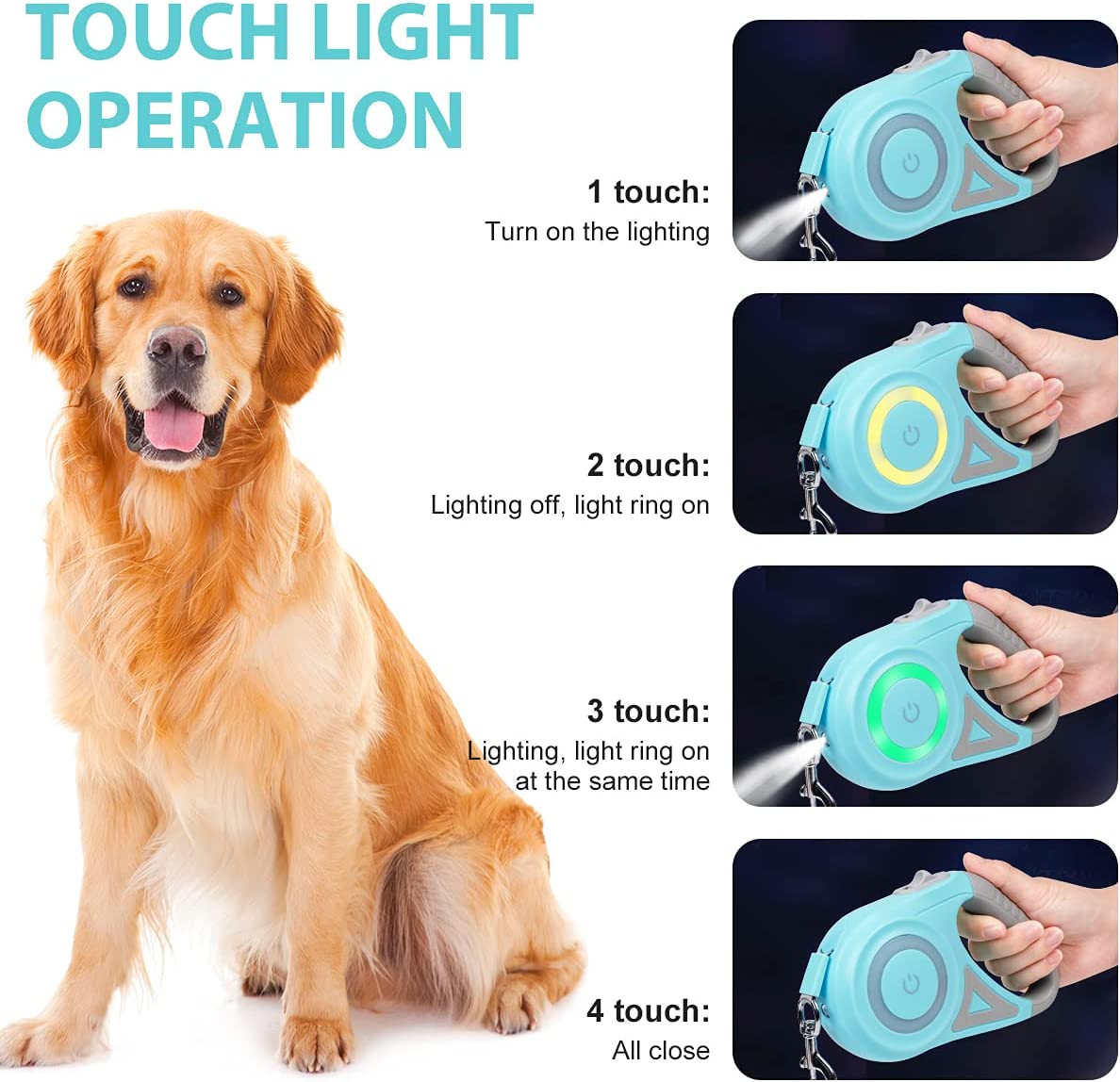 Retractable Dog Leash With Light