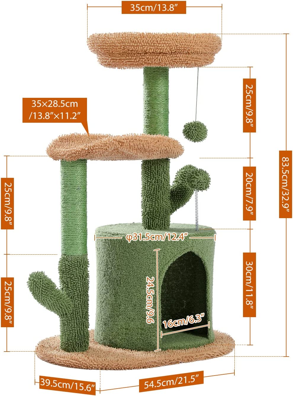 Cactus Cat Tree Tower With Scratching Post