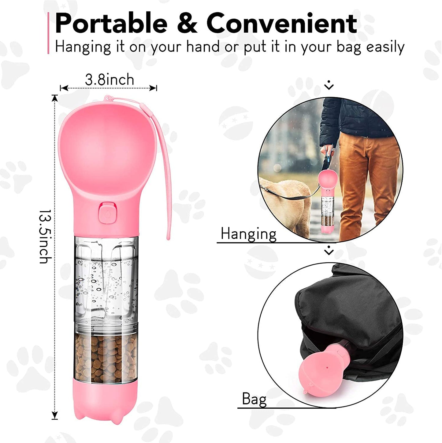 KOMMILIFE 5-In-1 Portable Dog Water Bottle