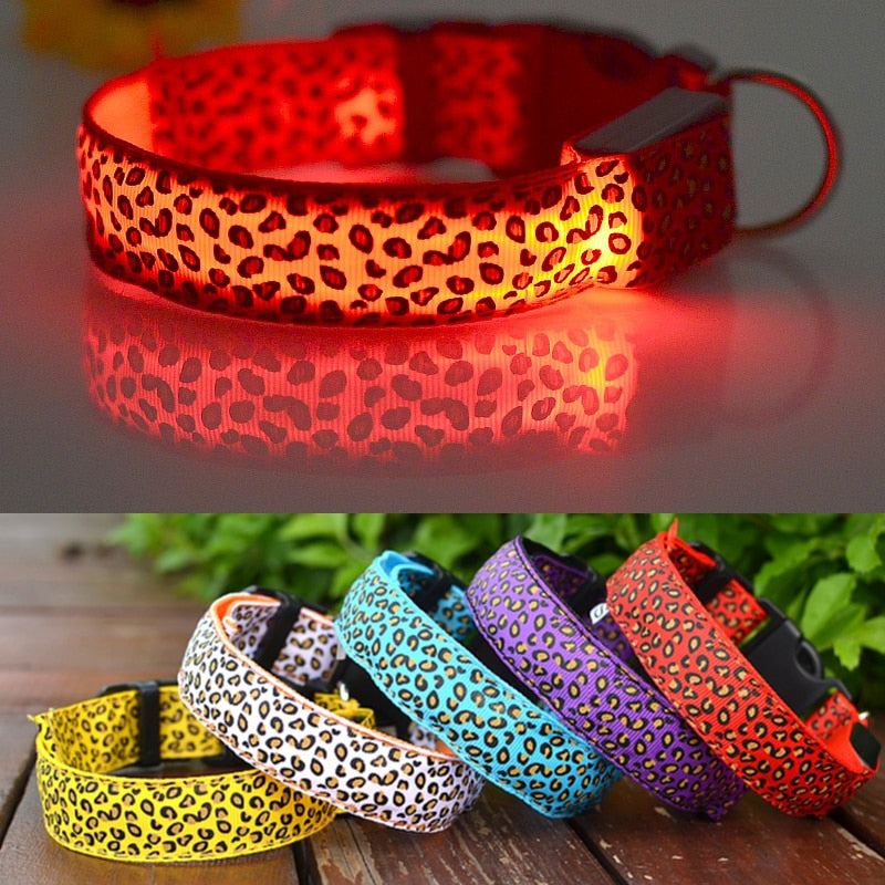 Leopard Deisgn LED Dog Collar