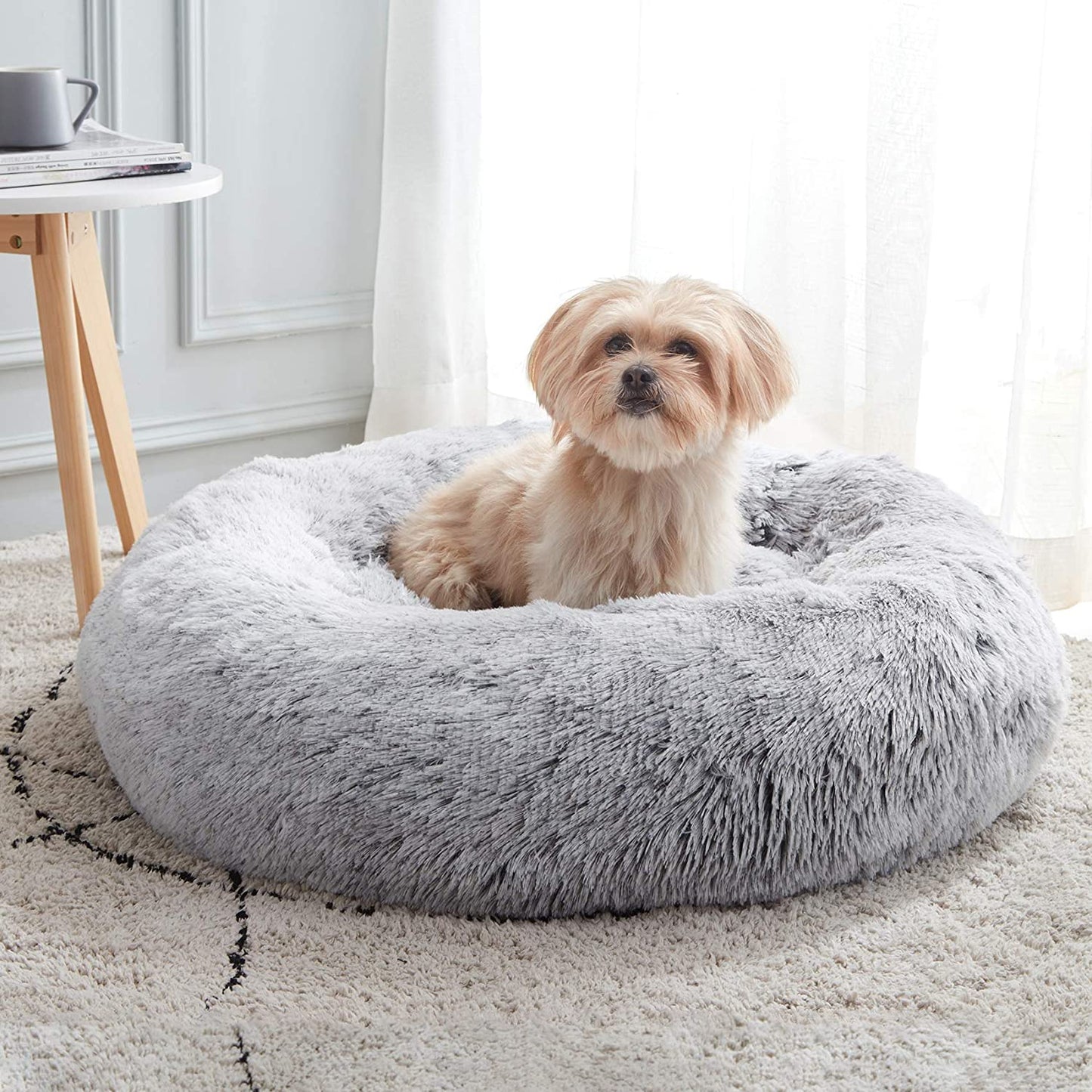 Barkermeow Round Plush Donut Cat & Dog Bed