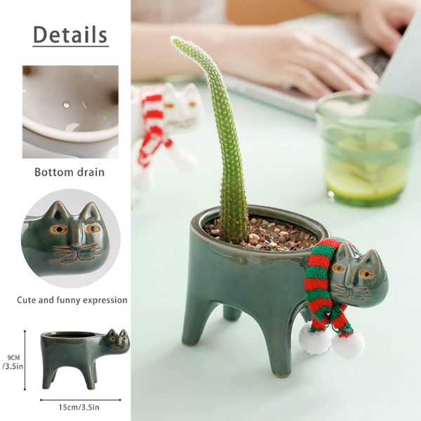 Handmade Ceramic Cat Design Planter