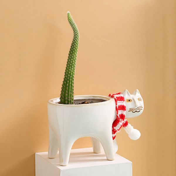 Handmade Ceramic Cat Design Planter