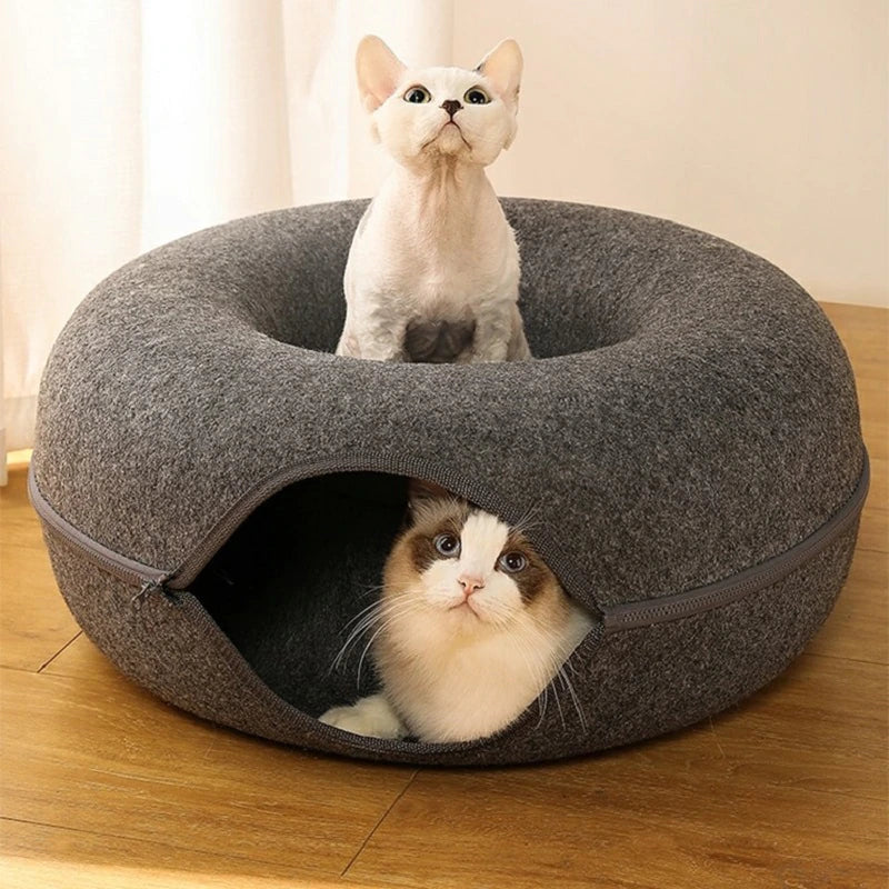 The Peek-A-Boo Cat Donut Cave Tunnel Bed