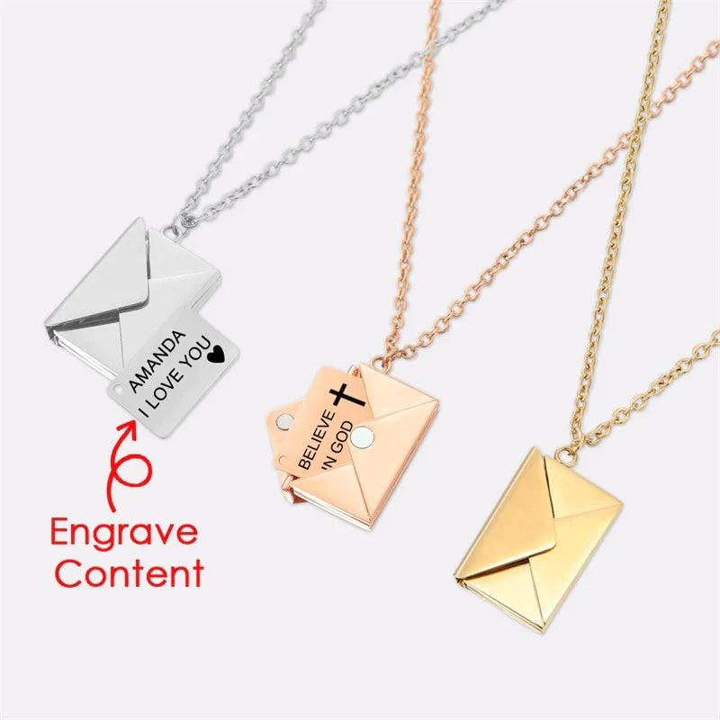 Handmade Personalized Envelope Love Letter Necklace