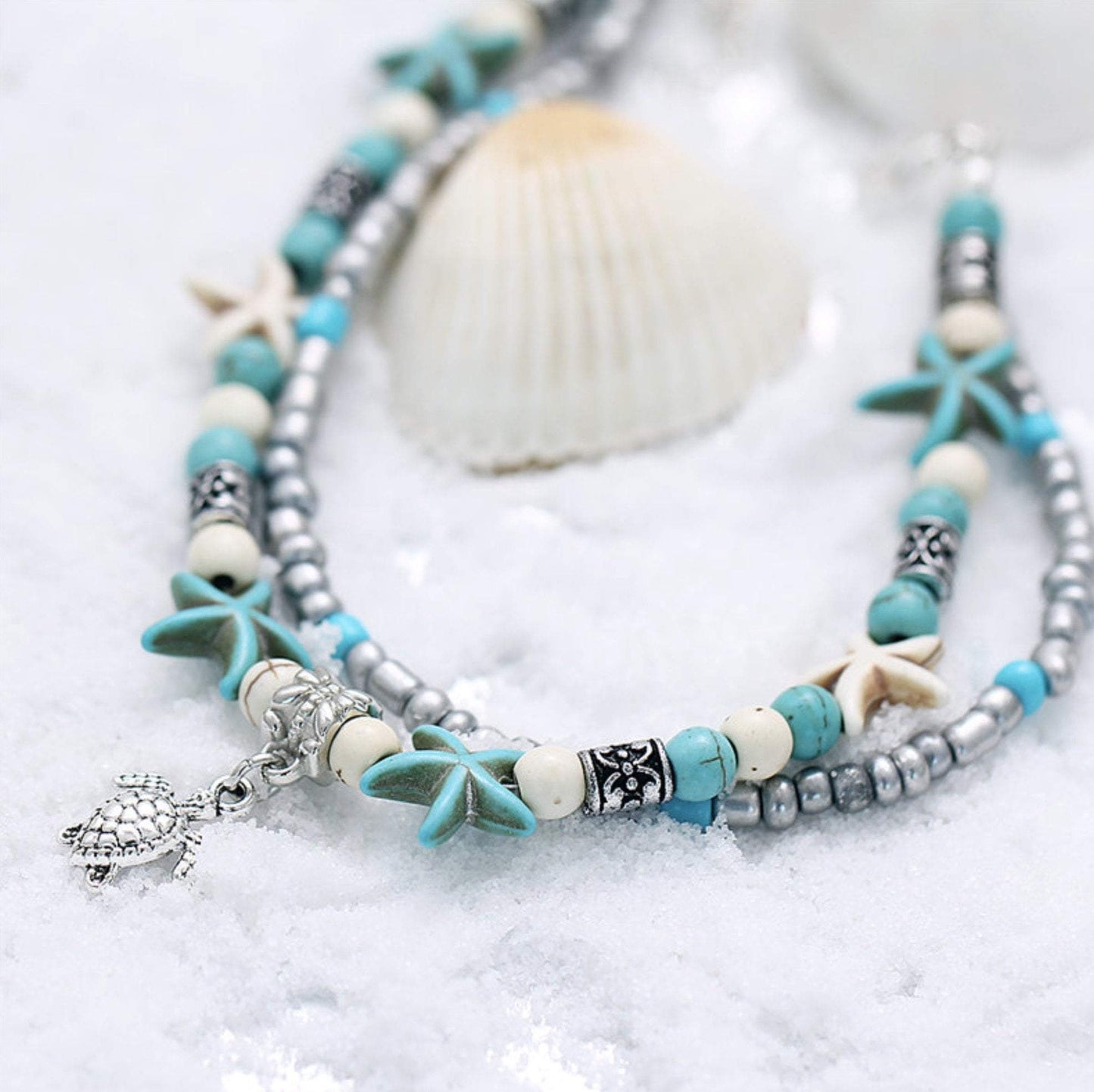 Handmade Sea Star & Turtle Anklet - Dealbagco