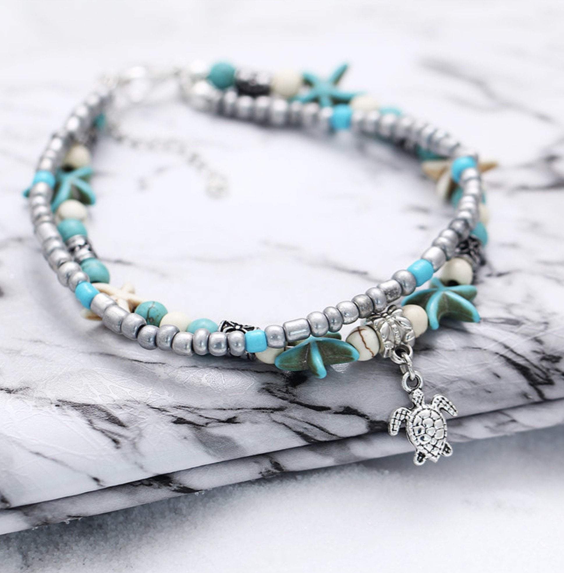 Handmade Sea Star & Turtle Anklet - DealbagcoSea Turtle