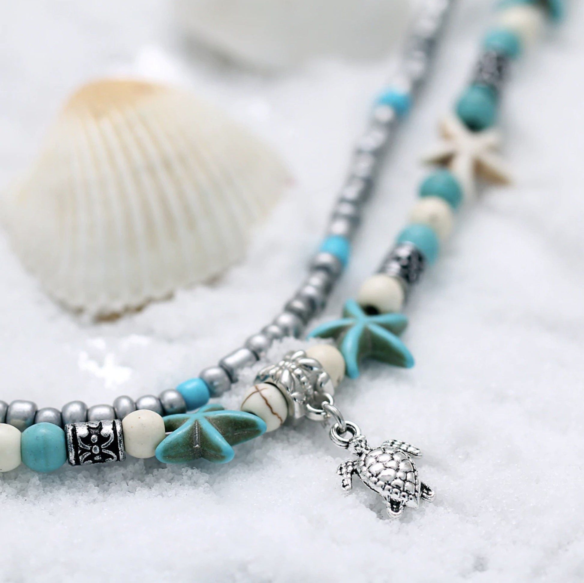 Handmade Sea Star & Turtle Anklet - Dealbagco