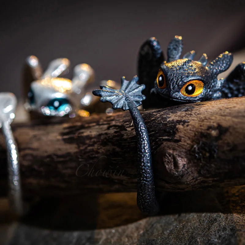 Adjustable Toothless Fantasy Dragon Couple Rings