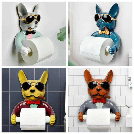 Handmade Dog Toilet Paper Holder Decor
